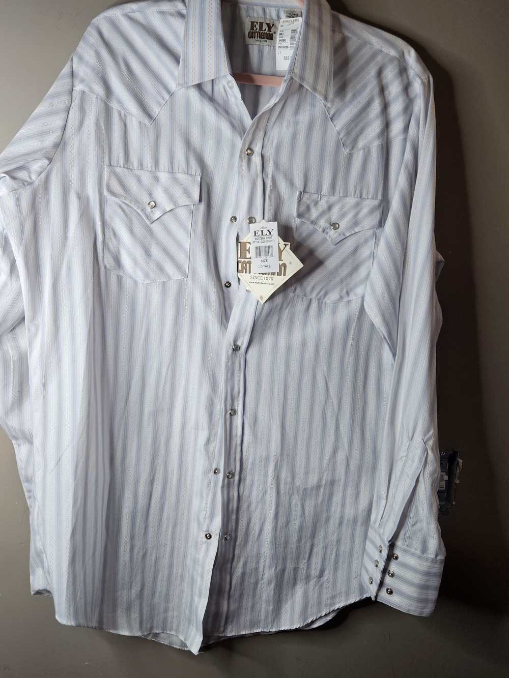 Ely Cattleman Men's Light Blue Stripe Snap-Front Shirt
